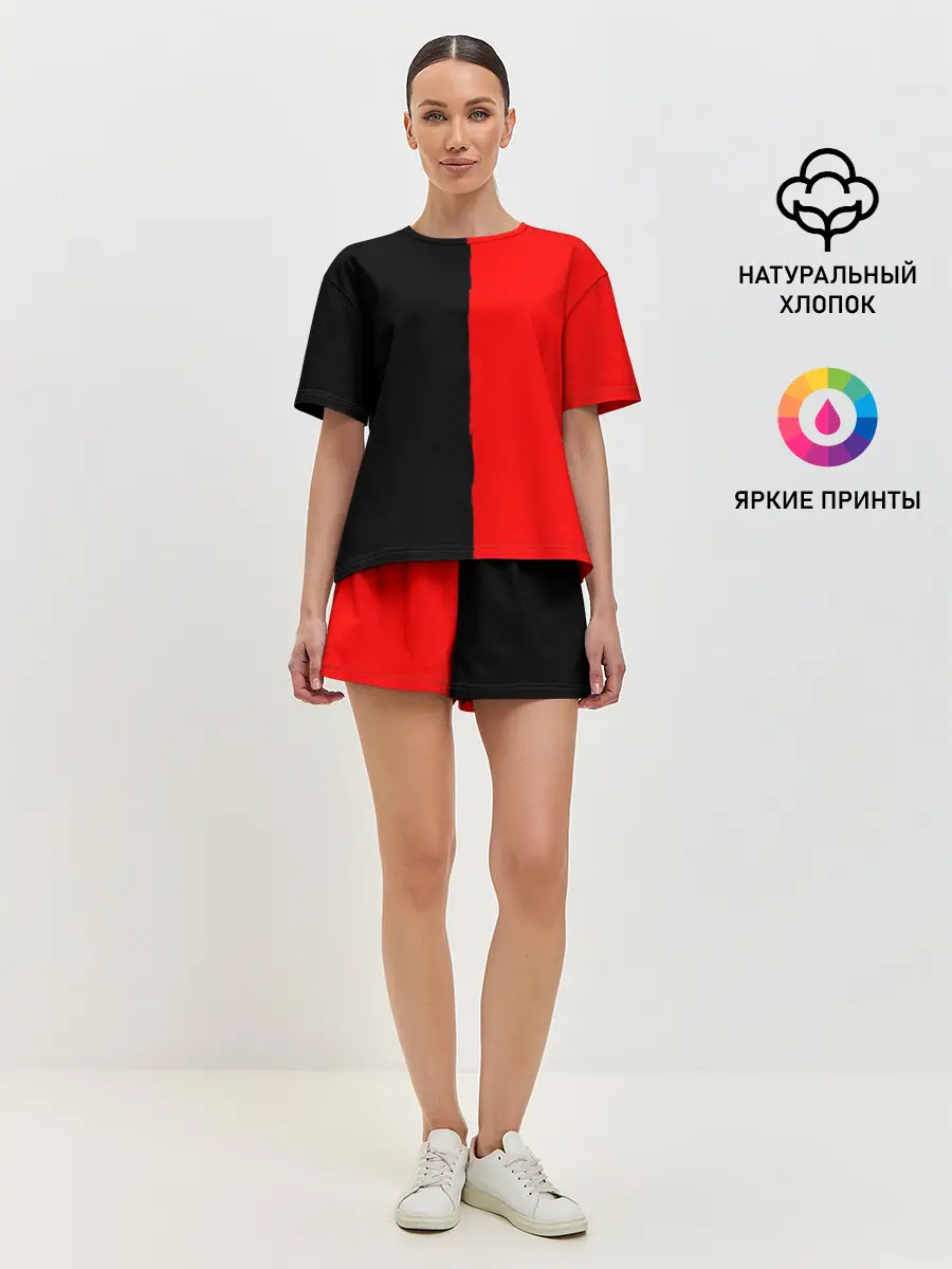 Женская пижама с шортами / Red & Black