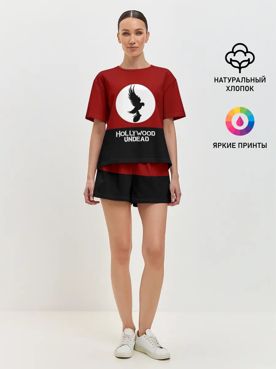 Женская пижама с шортами / Красно-черный флаг HU