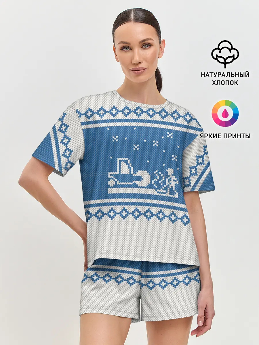 Женская пижама с шортами / Свитер с Оленем