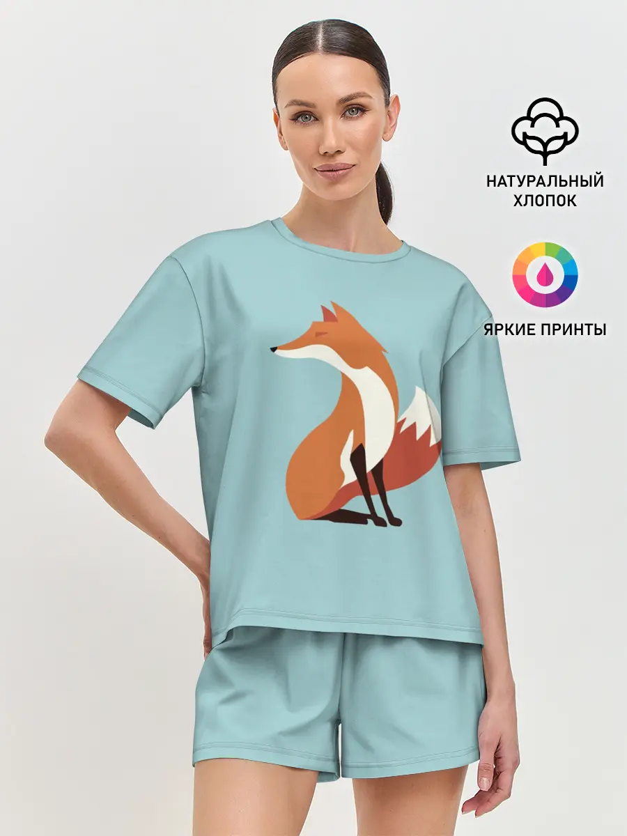 Женская пижама с шортами / Лисичка минималистичная