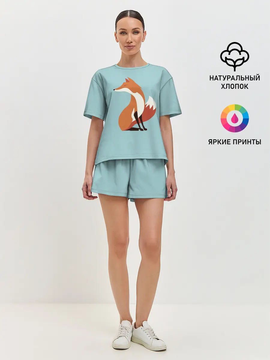 Женская пижама с шортами / Лисичка минималистичная