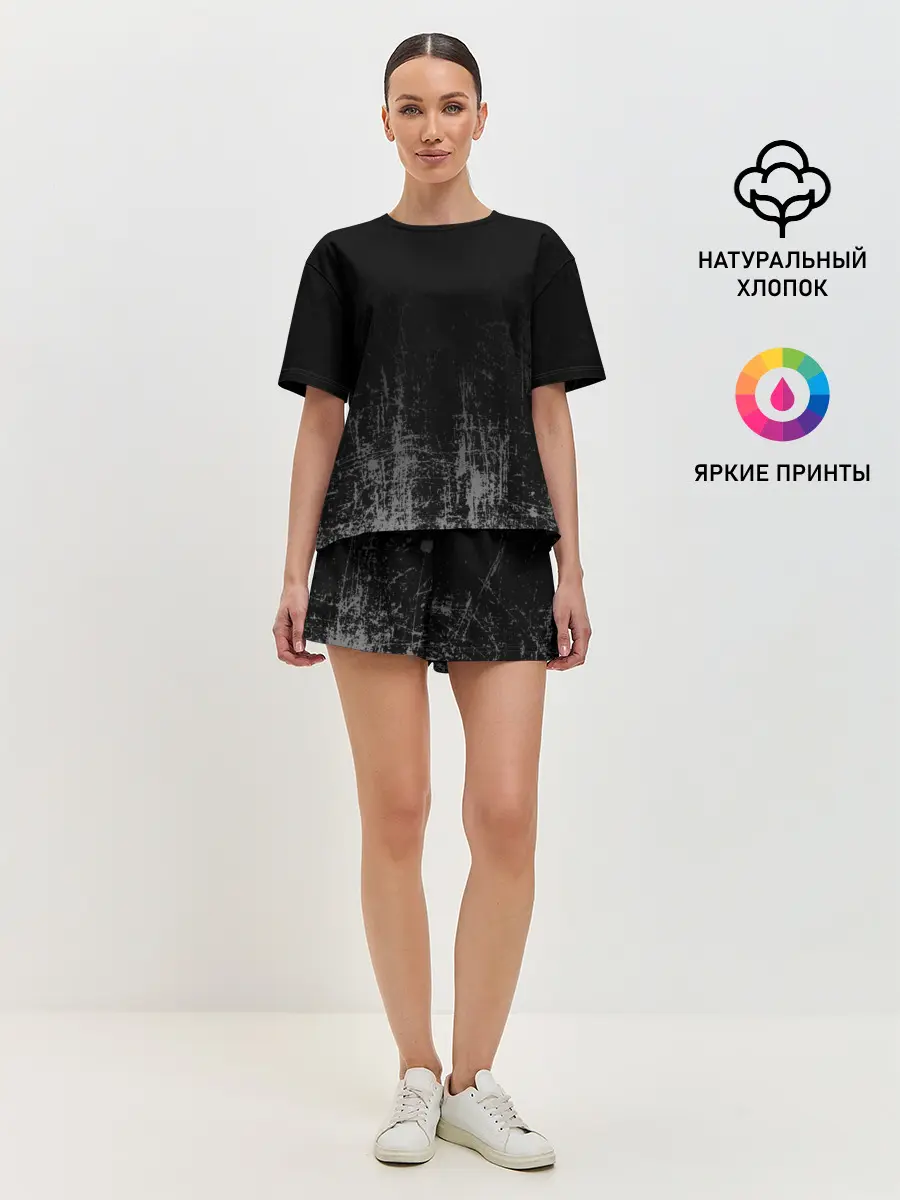 Женская пижама с шортами / Black Grunge