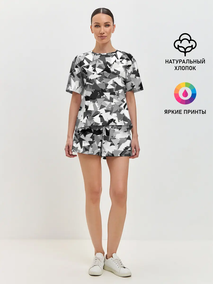 Женская пижама с шортами / Городской серый камуфляж
