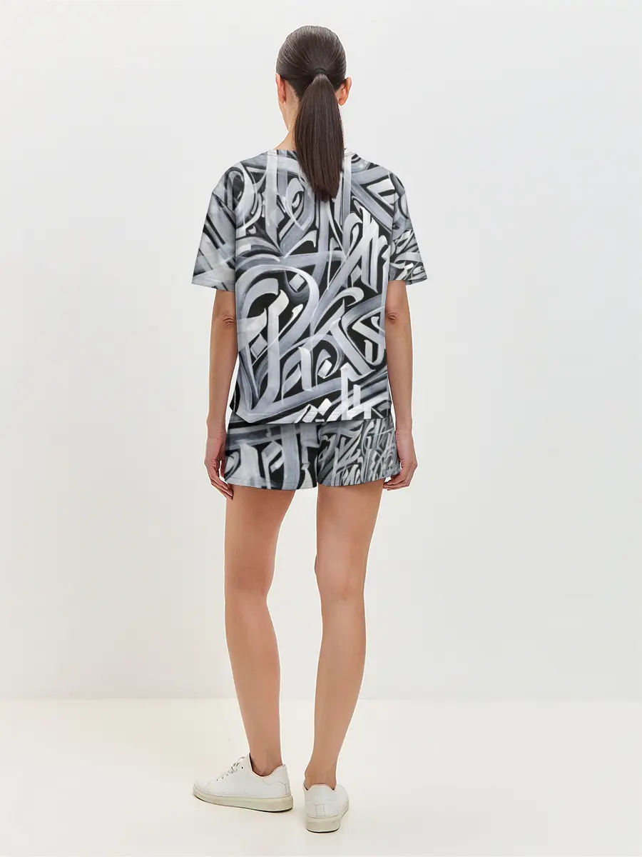 Женская пижама с шортами / Каллиграфия