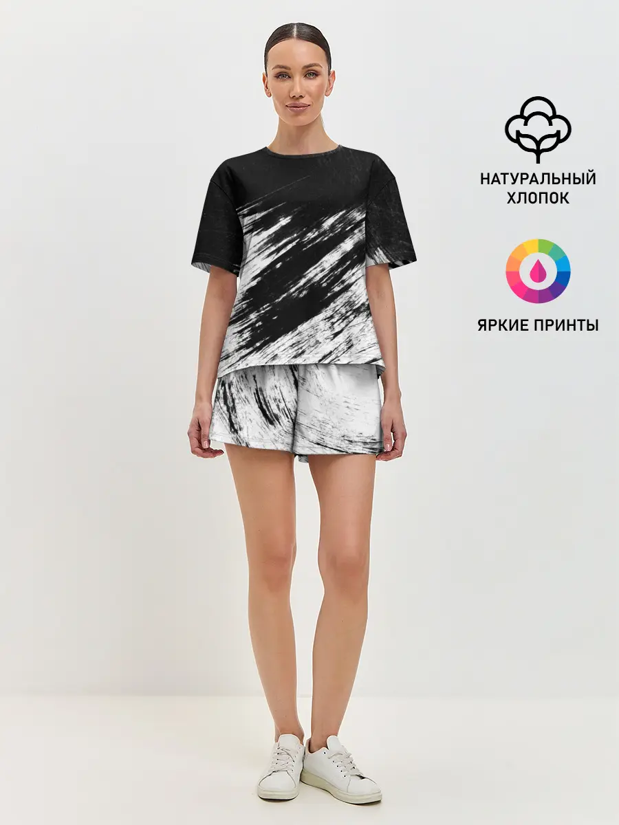 Женская пижама с шортами / abstraction black&white