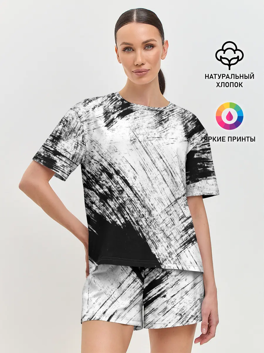 Женская пижама с шортами / Штриховка