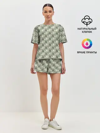 Женская пижама с шортами / Доллары