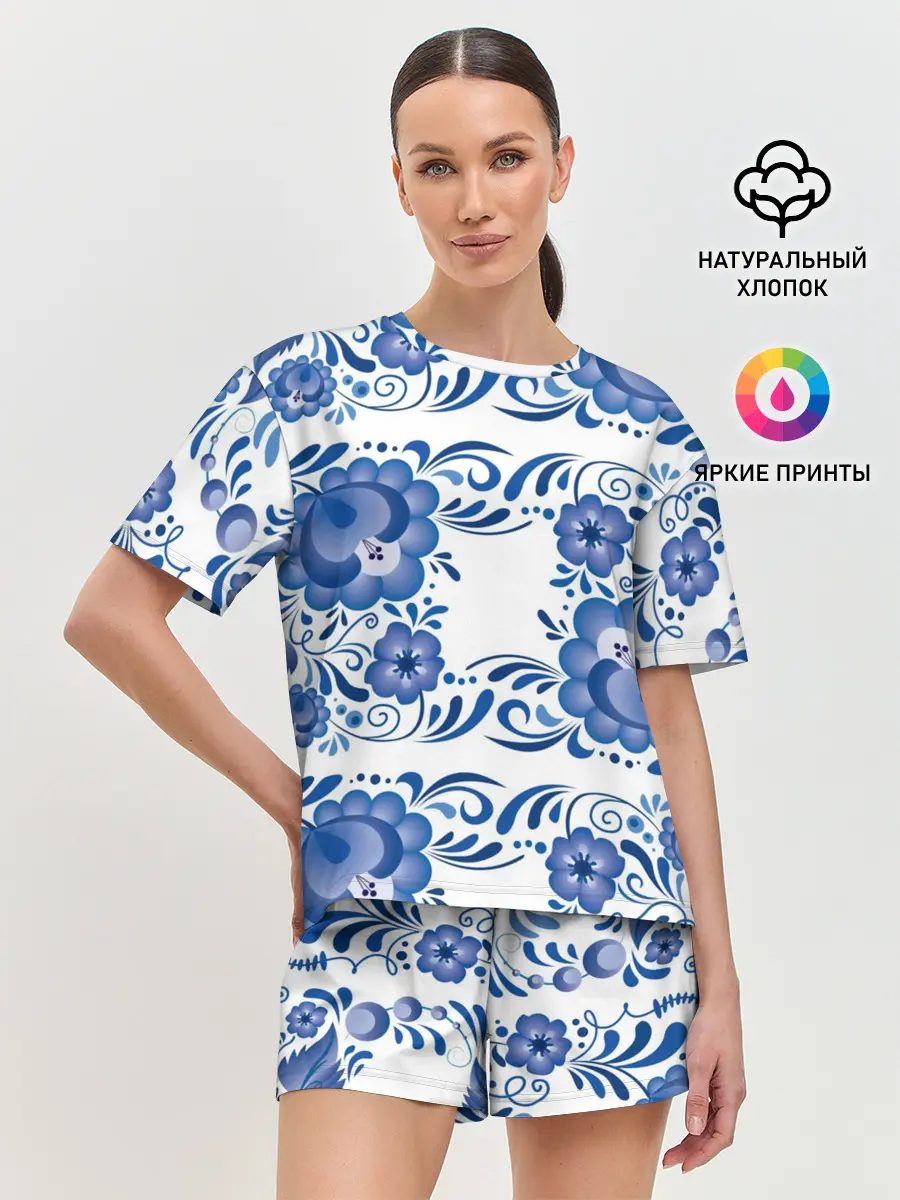 Женская пижама с шортами / Гжель