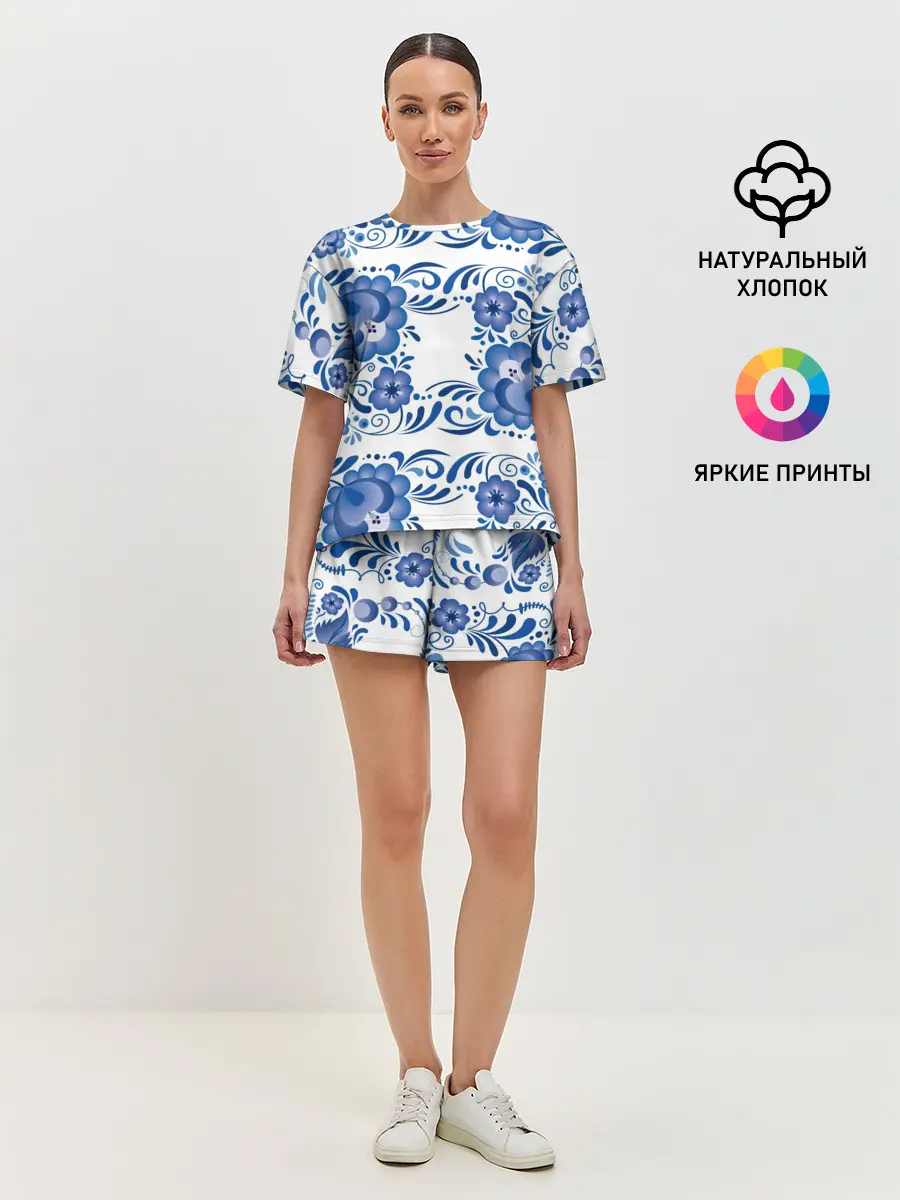Женская пижама с шортами / Гжель
