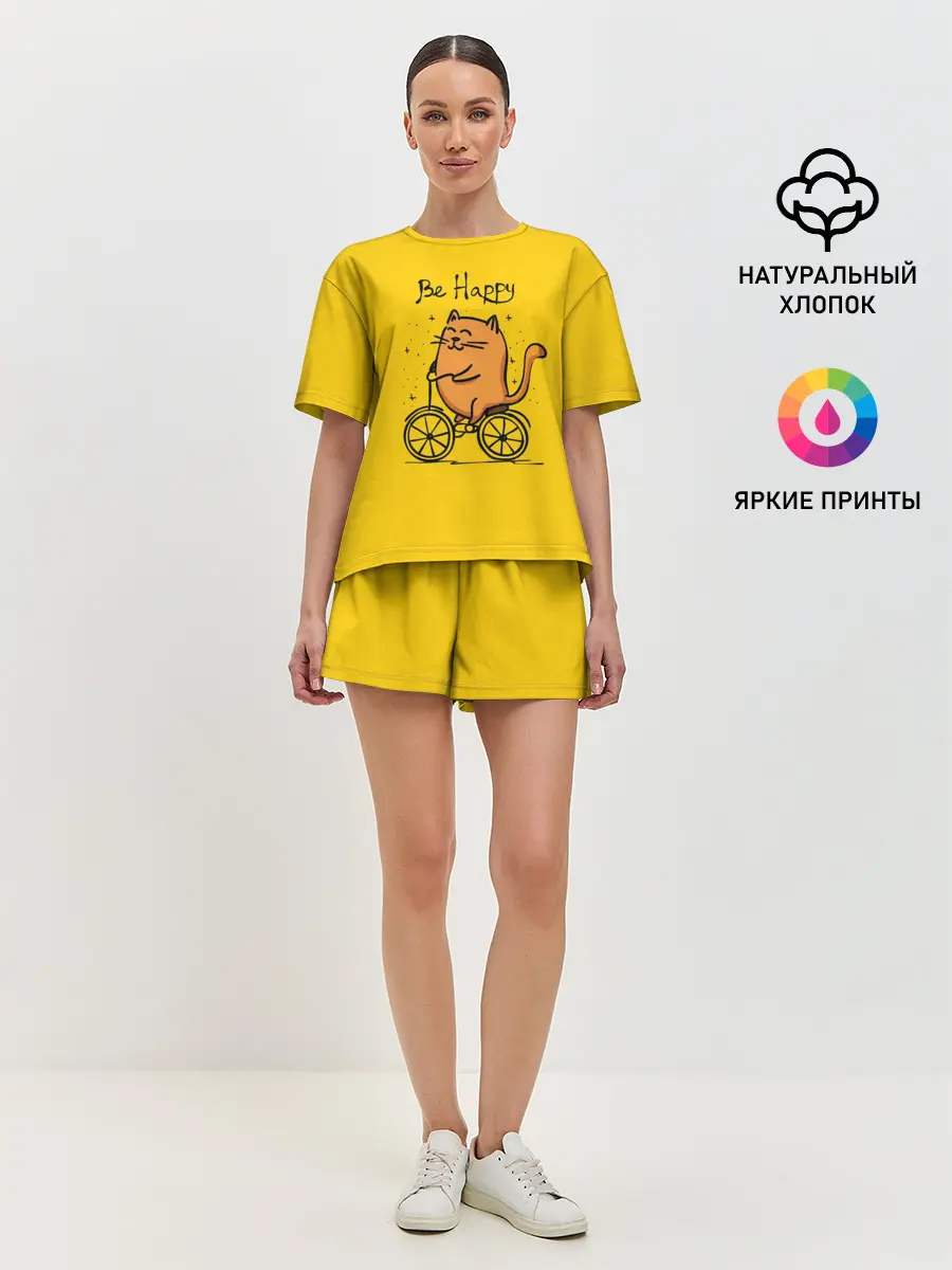 Женская пижама с шортами / Be Happy,cat