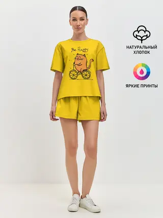 Женская пижама с шортами / Be Happy,cat
