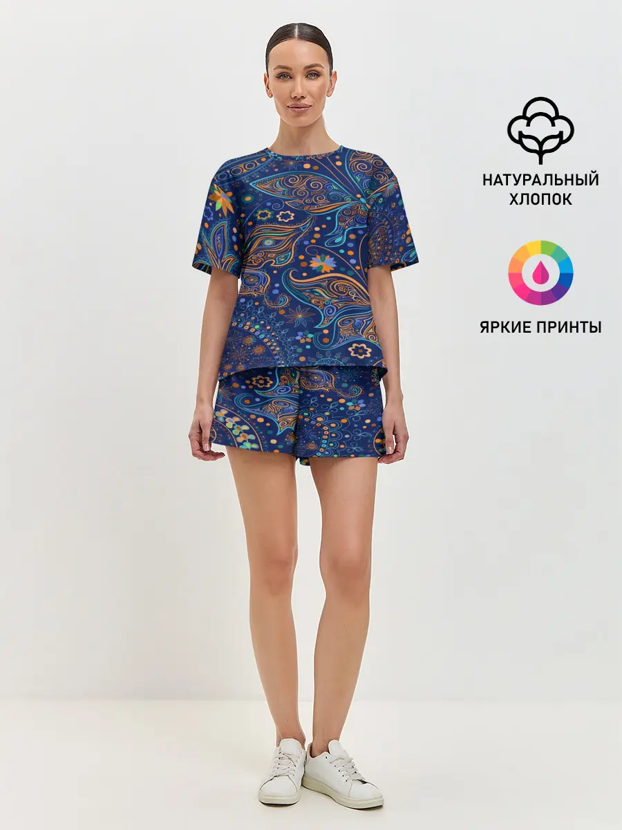 Женская пижама с шортами / Необычные узоры