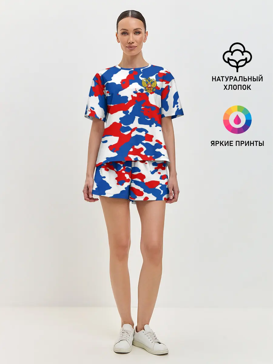Женская пижама с шортами / Герб РФ Милитари