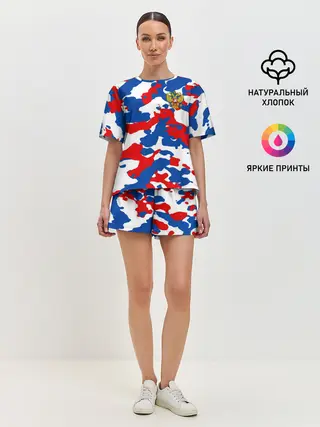 Женская пижама с шортами / Герб РФ Милитари