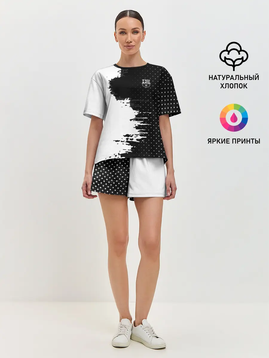 Женская пижама с шортами / Barcelona uniform black 2018