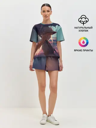 Женская пижама с шортами / Зонтик