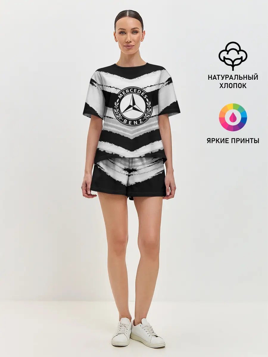 Женская пижама с шортами / Mercedes sport abstract 2018
