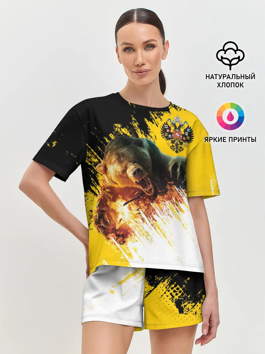 Женская пижама с шортами / Имперский флаг и медведь