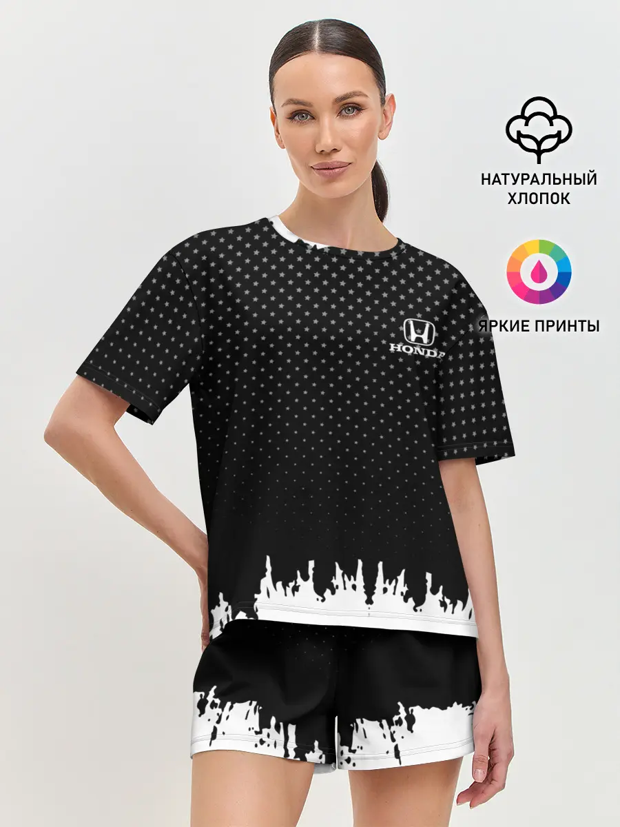 Женская пижама с шортами / Honda abstract black 2018