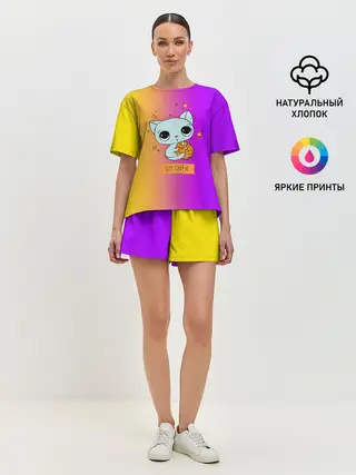 Женская пижама с шортами / Милый котёнок