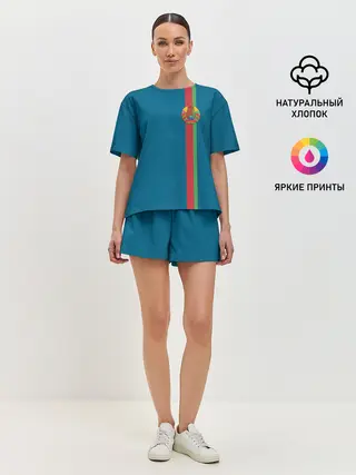 Женская пижама с шортами / Белоруссия, лента с гербом