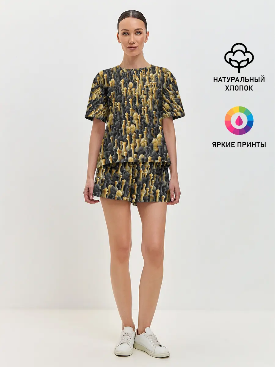 Женская пижама с шортами / Шахматы