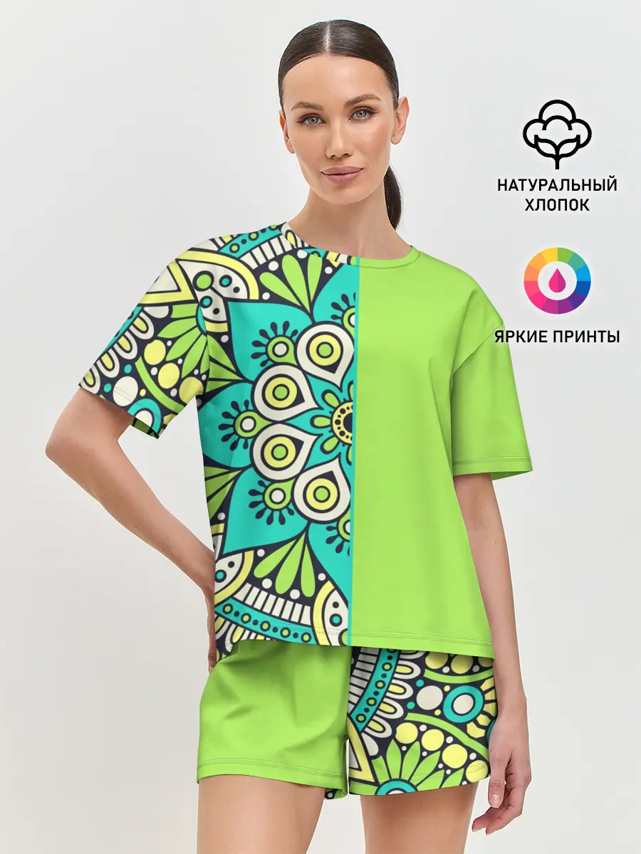 Женская пижама с шортами / Медитация с мандалой