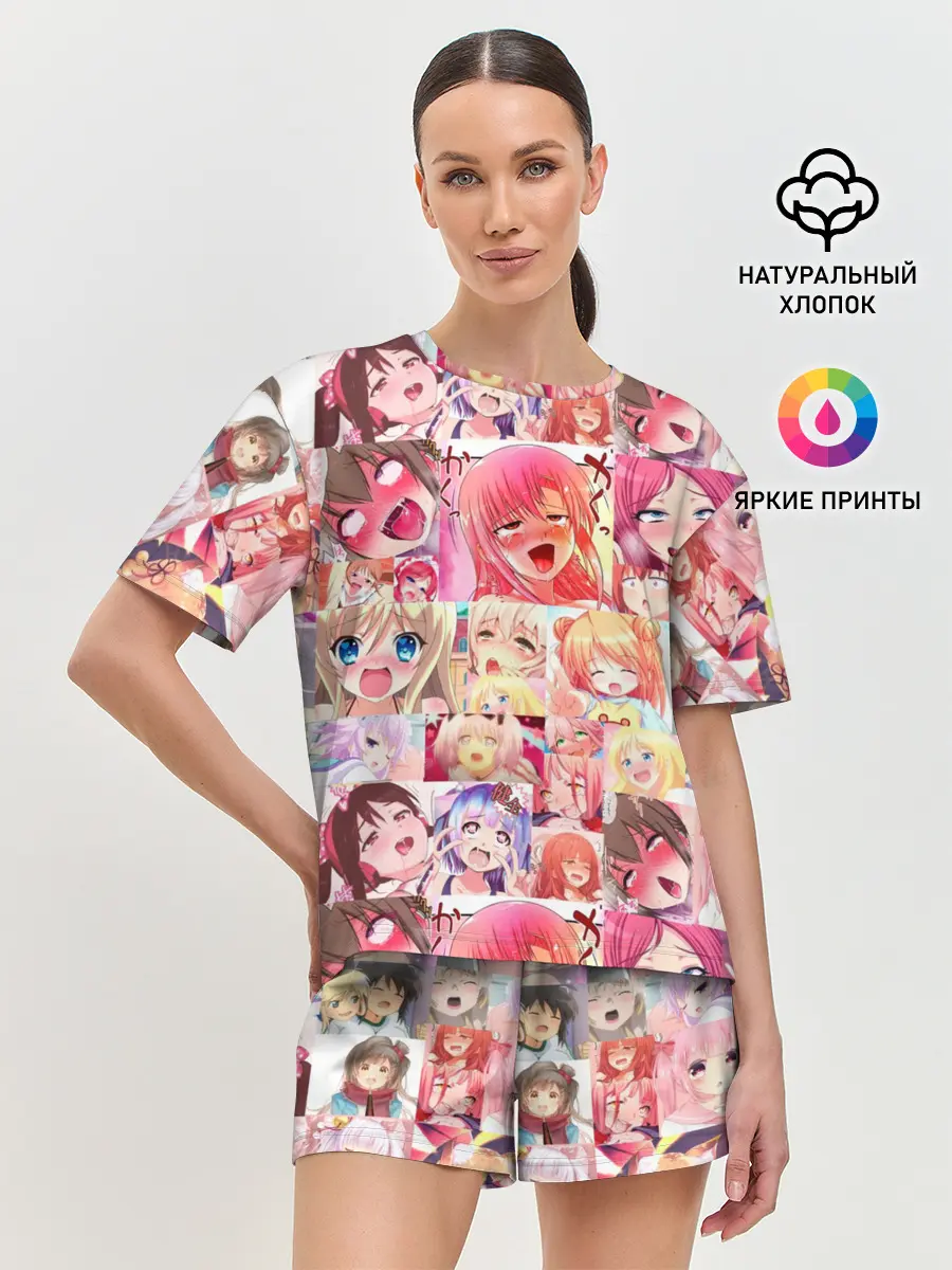 Женская пижама с шортами / Ahegao Color