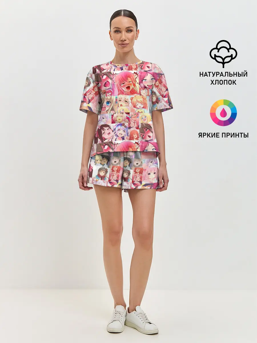 Женская пижама с шортами / Ahegao Color