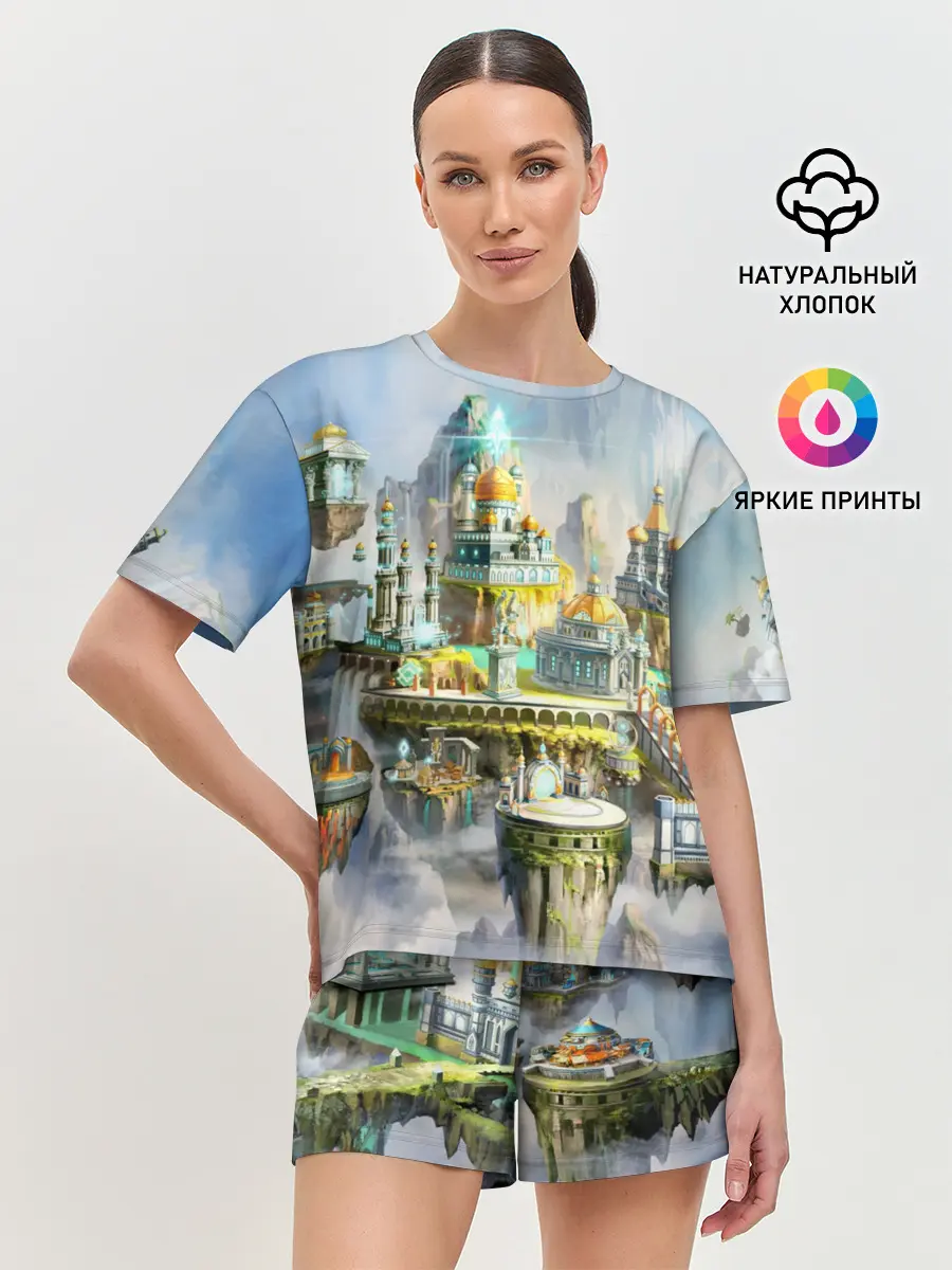 Женская пижама с шортами / Город в небе