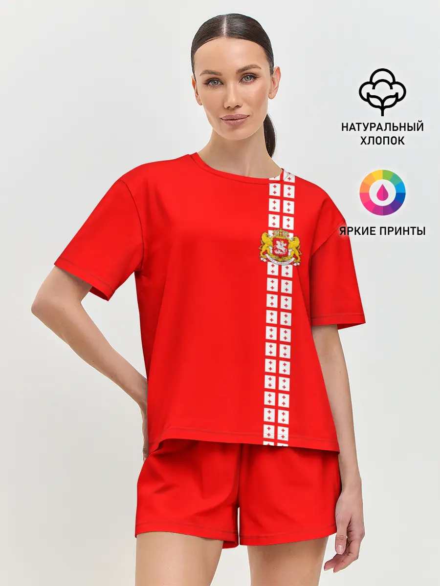 Женская пижама с шортами / Грузия, лента с гербом