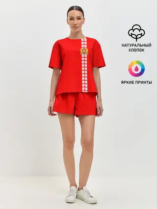 Женская пижама с шортами / Грузия, лента с гербом