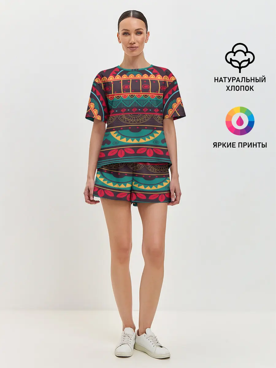 Женская пижама с шортами / Мексиканский орнамент