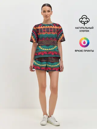 Женская пижама с шортами / Мексиканский орнамент