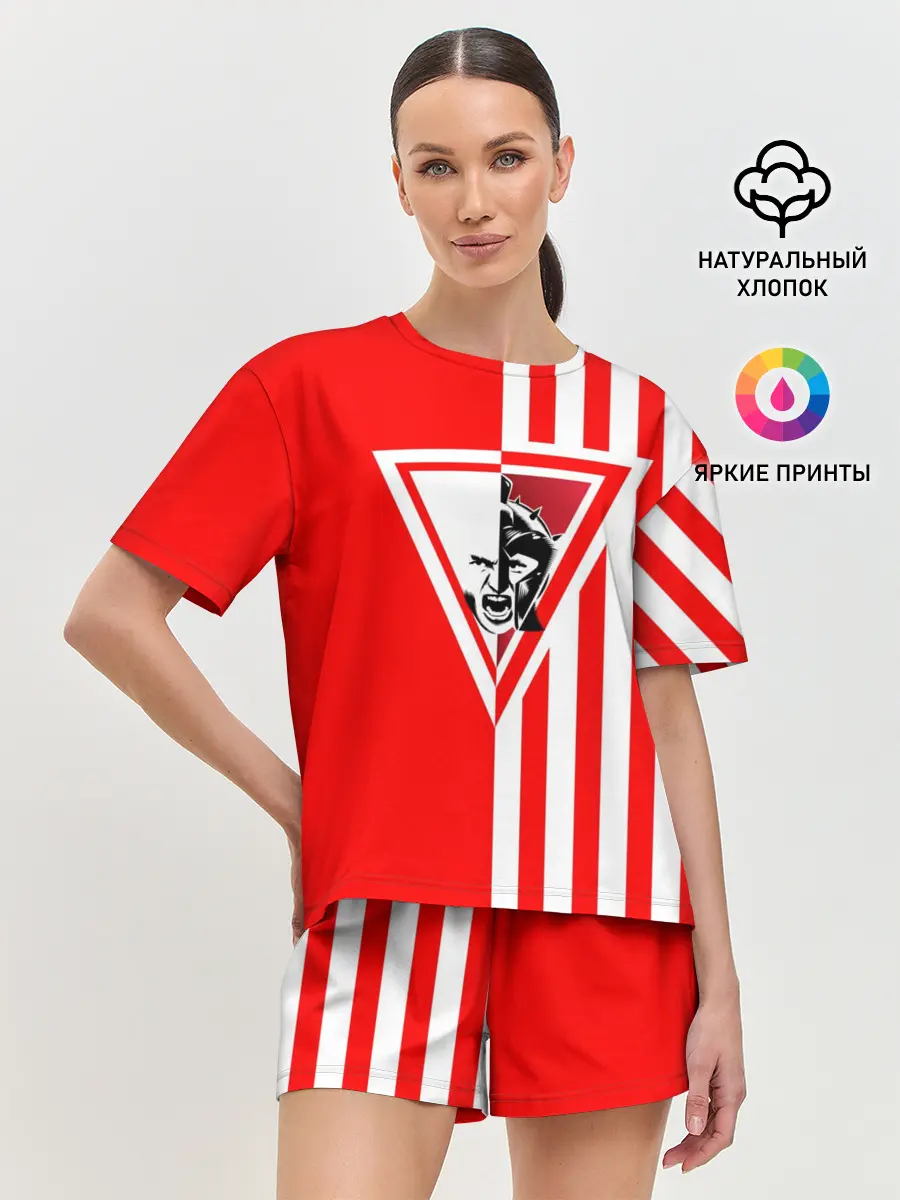 Женская пижама с шортами / Красно-белый воин