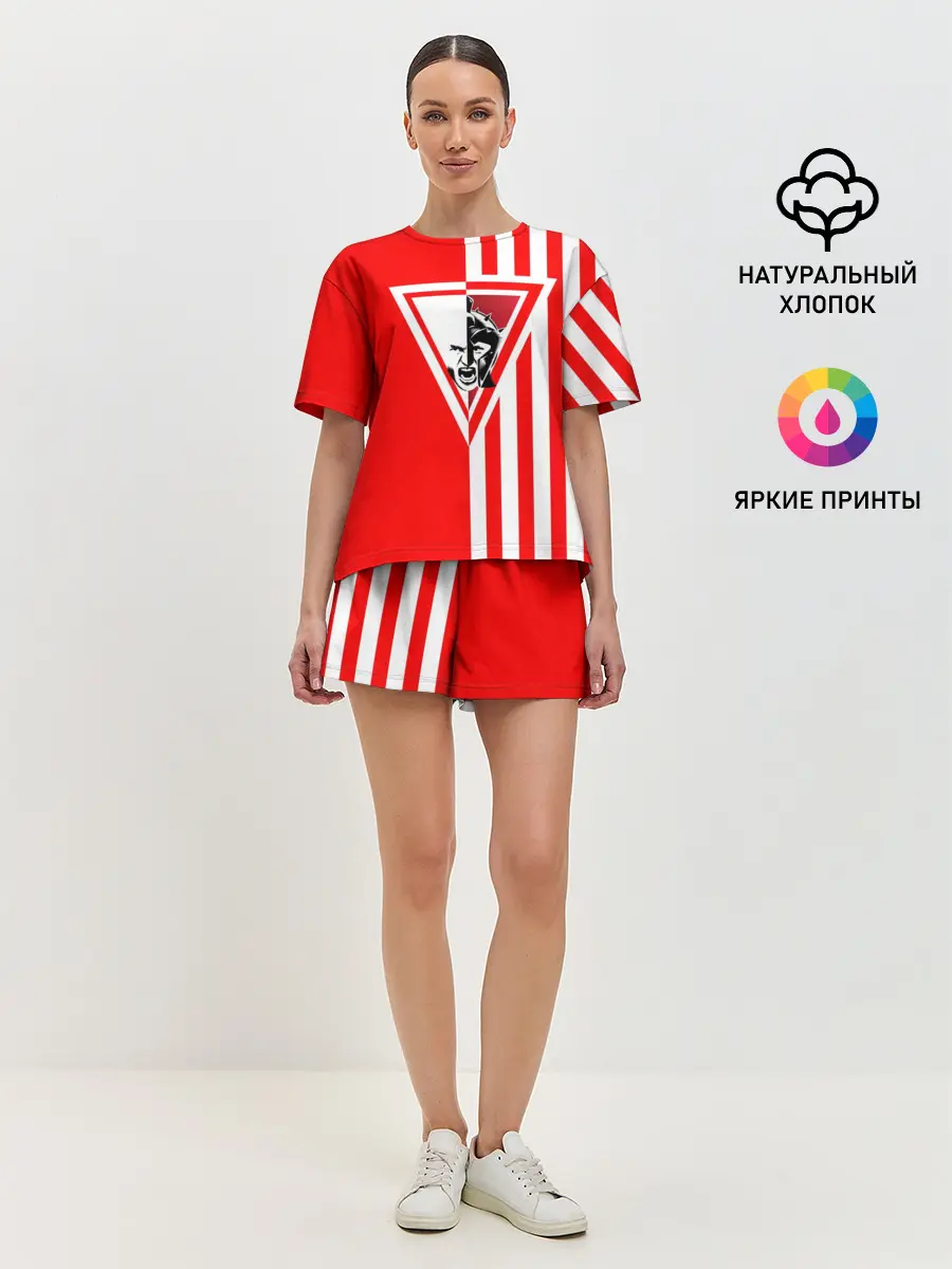 Женская пижама с шортами / Красно-белый воин