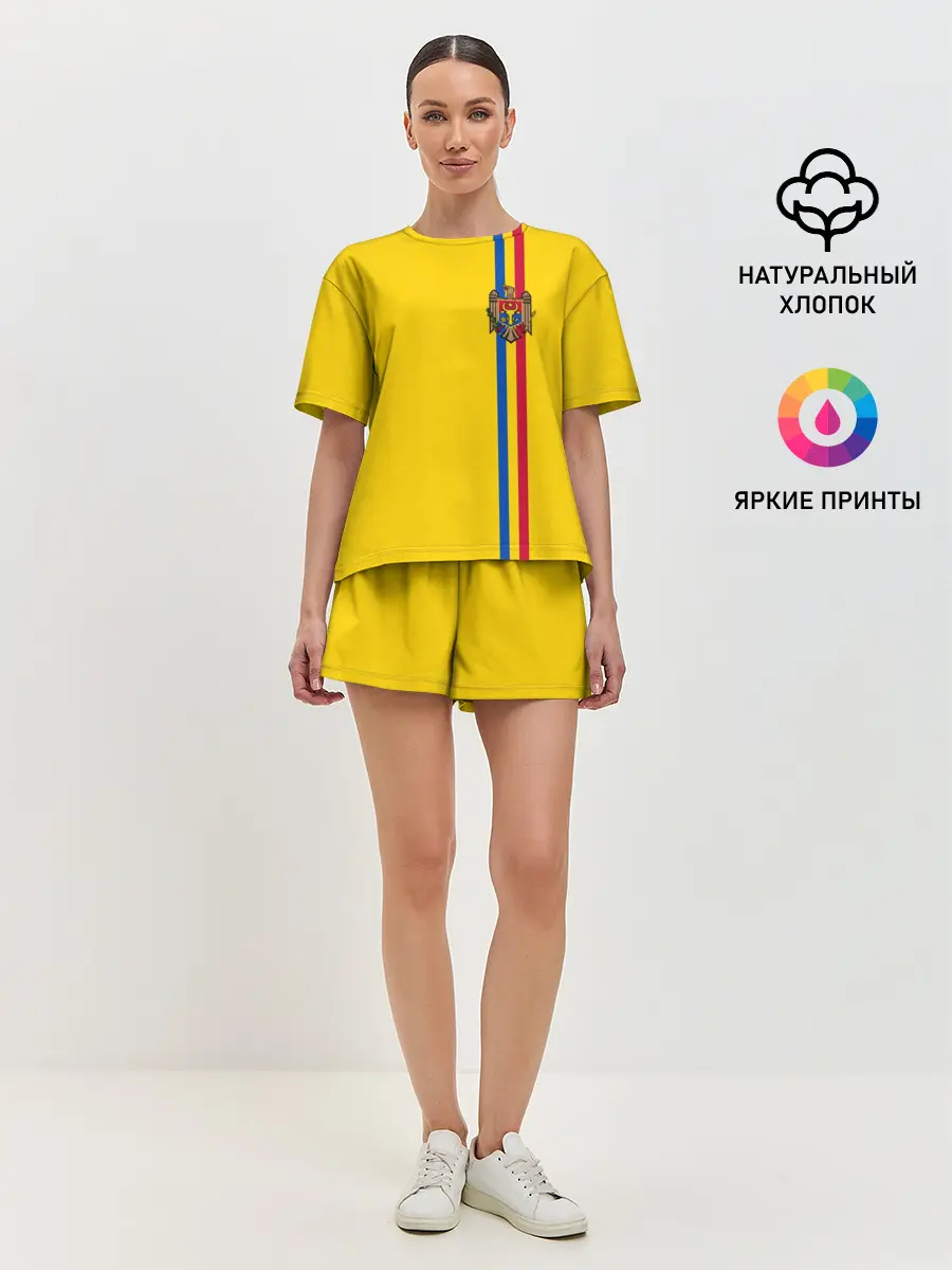 Женская пижама с шортами / Молдавия, лента с гербом