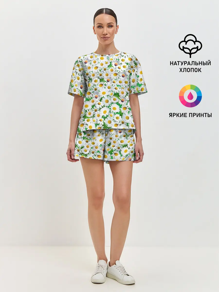 Женская пижама с шортами / Ромашки