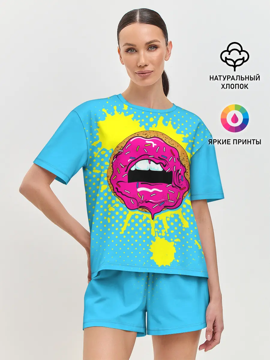 Женская пижама с шортами / Donut lips