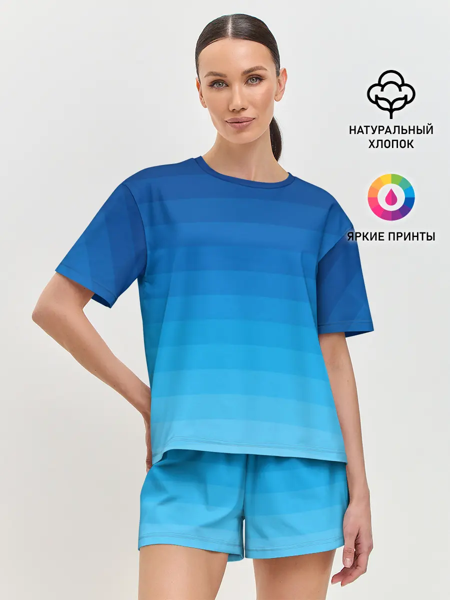 Женская пижама с шортами / Синие полосы