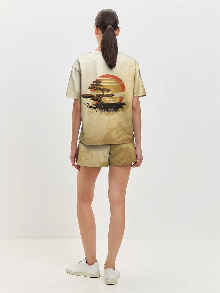 Женская пижама с шортами / Дерево на закате