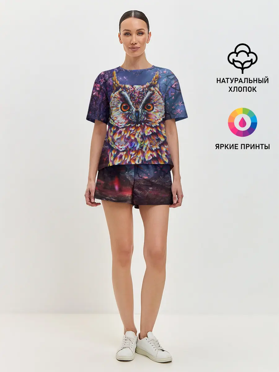 Женская пижама с шортами / Сова