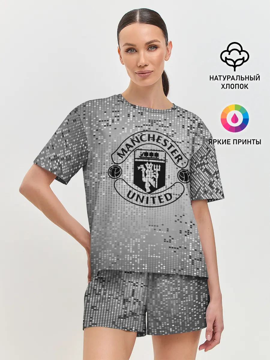 Женская пижама с шортами / Манчестер Юнайтед Pixels