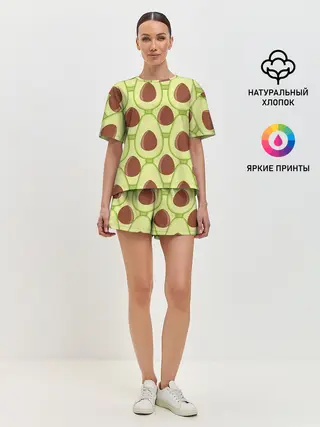 Женская пижама с шортами / Авокадо