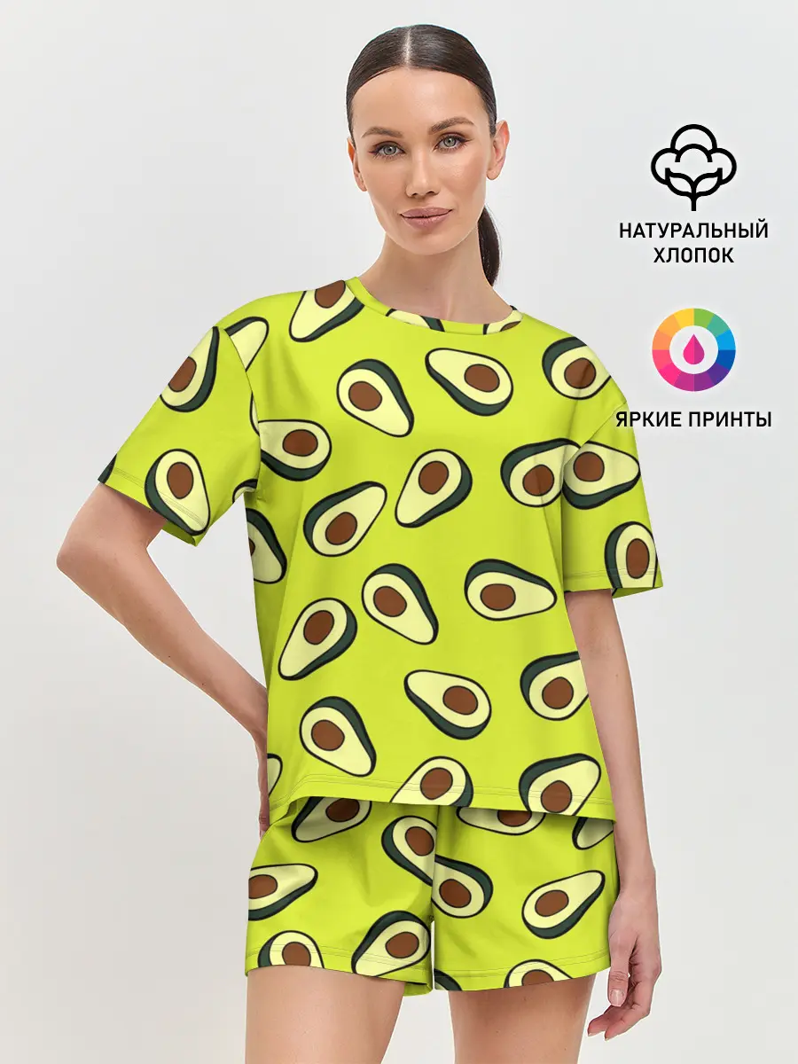 Женская пижама с шортами / Авокадо