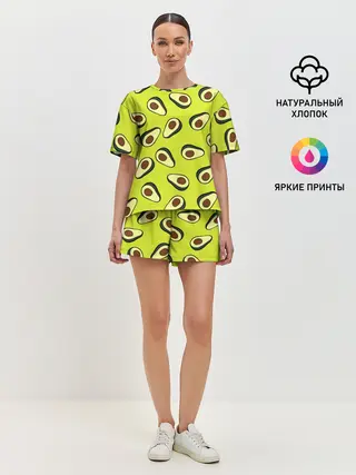 Женская пижама с шортами / Авокадо
