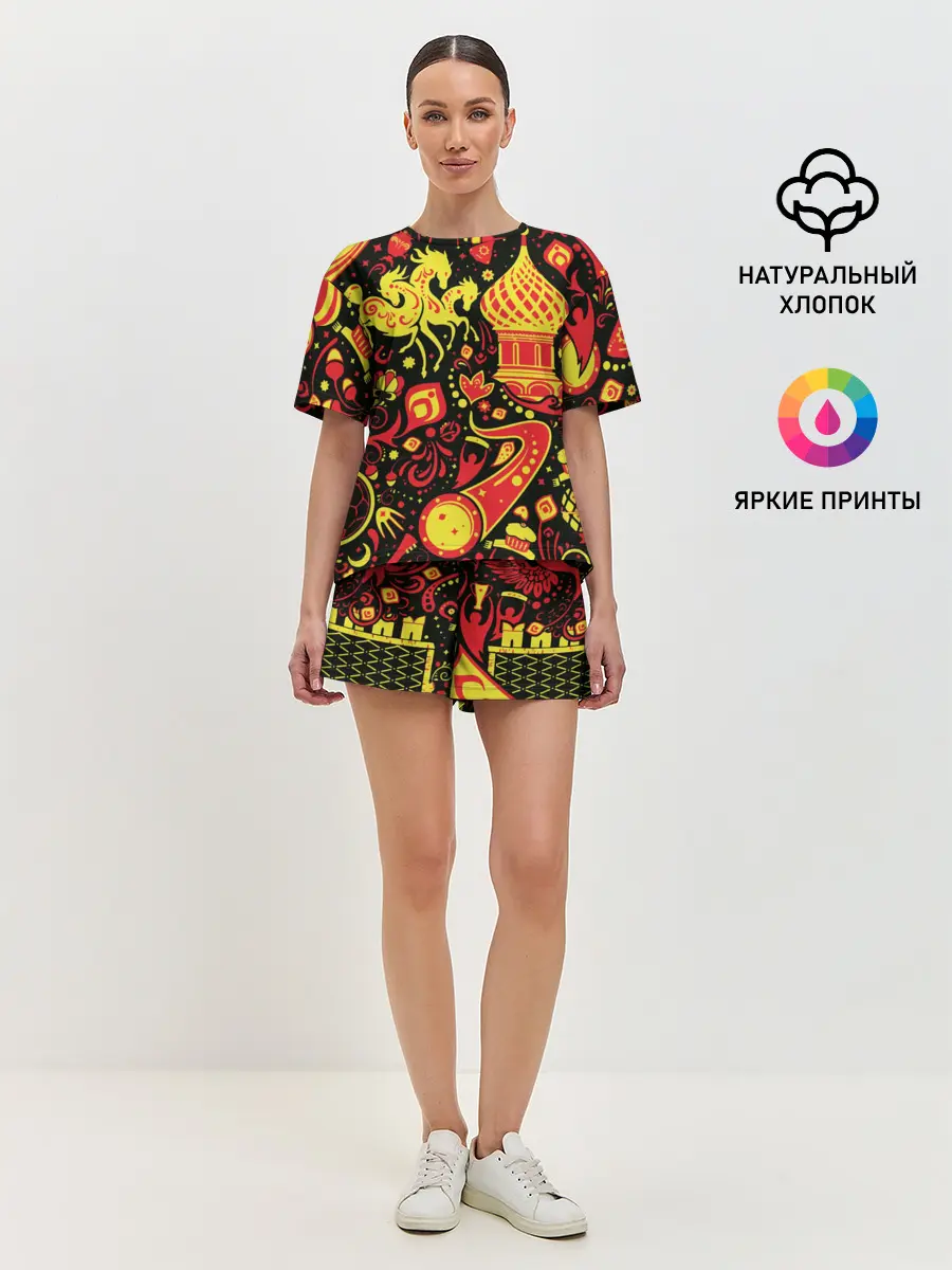 Женская пижама с шортами / Орнамент - Россия