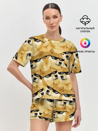 Женская пижама с шортами / Doge мем в deal with it очках