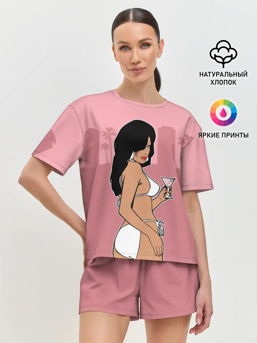 Женская пижама с шортами / GTA VC - Девушка с мартини