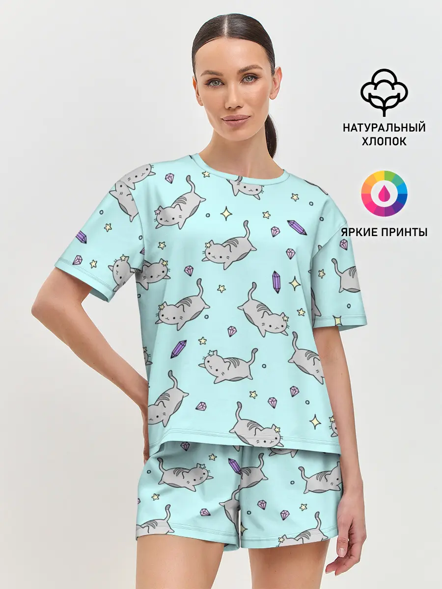 Женская пижама с шортами / Кавайные котики